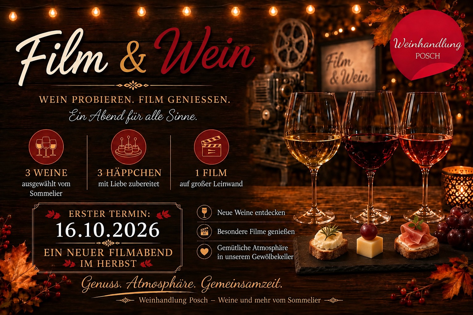 Film und Wein am 16. Oktober 2026